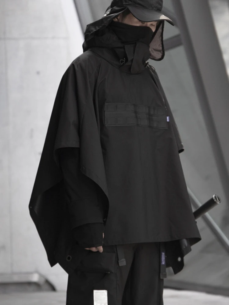 

Darkwear Punk Performance Cloak Shawl Outdoor Rain And Snow Windbreaker Coat Of Teenagers Techwear For Men Hoodies12A2749