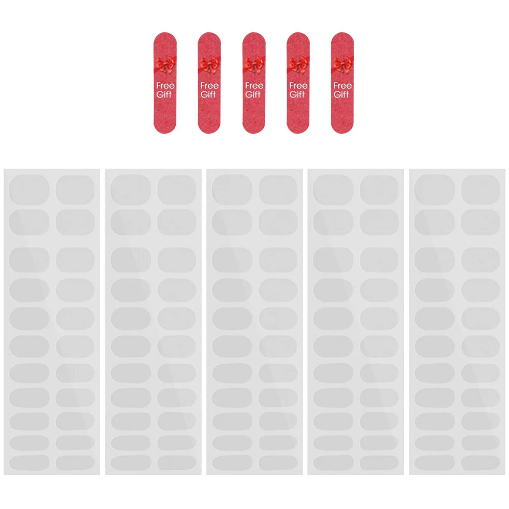 

5 Sheets Luster Polish Pops Nail Wraps French Manicure Strips Decals Stickers Full Sheer Gel Nails Kit Semi Cured