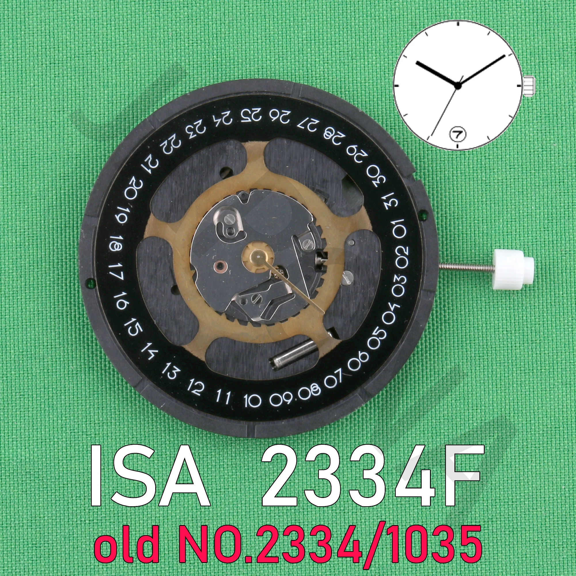 2334 movement isa 2334F swiss quartz movement 3 hands with date old no.1035
