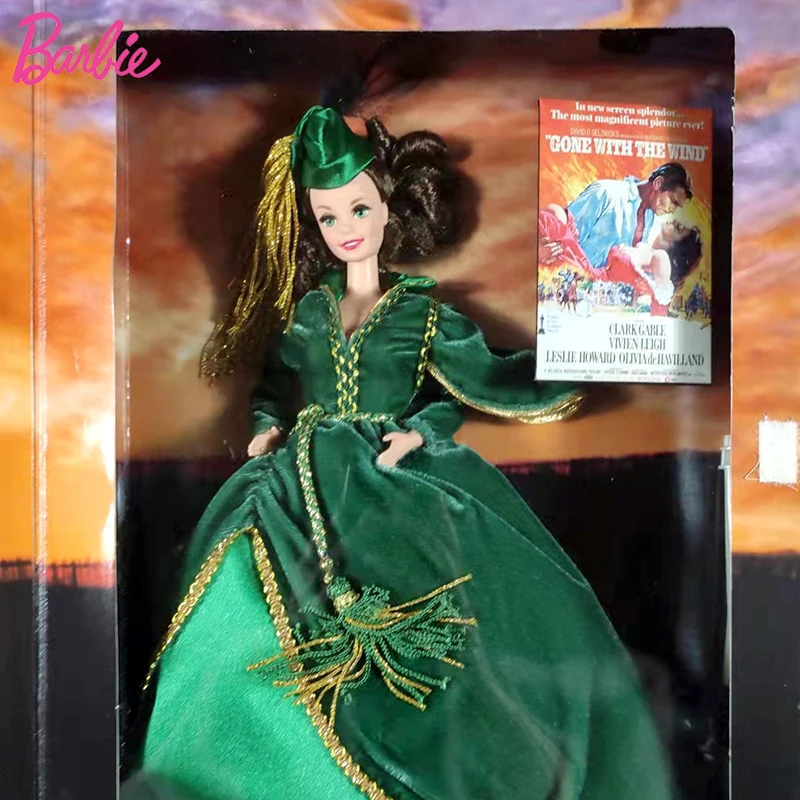 

Оригинальное Ретро Барби с ветром коллекция 1994 Скарлетт Голливуд легенды Барби фотоигрушки зеленое Драпировочное платье