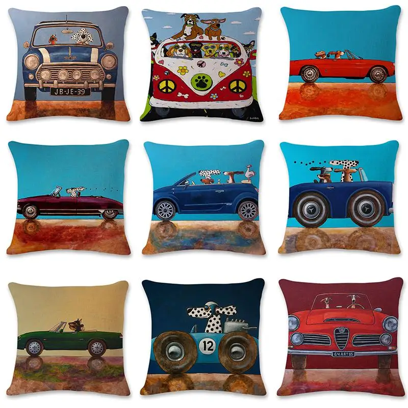 

Puppy Driving Car Travel Soft Pillow Sofa Cushion Cushion Pillow Polyester Pillowcase Family