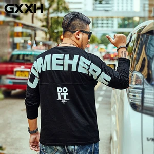 Мужские свободные футболки GXXH размера плюс 7XL 6XL с длинным рукавом, повседневные хлопковые Осенние футболки с надписью DO IT, мужские футболки оверсайз