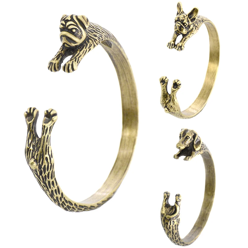 Винтажные милые Французские бульдоги и такса Мопсы браслет с собаками браслеты