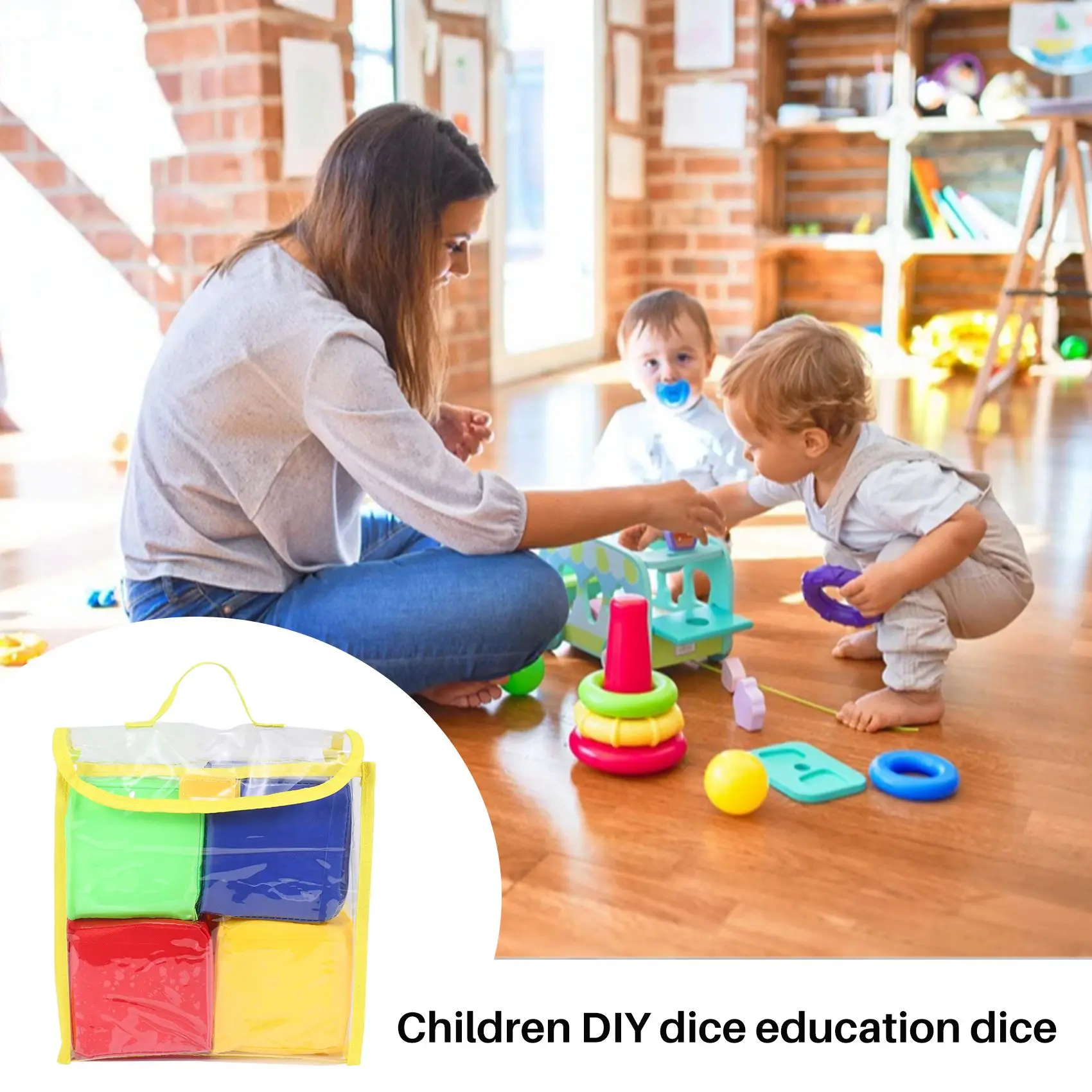 

DIY Education Playing Dice, Pocket Squares ,Photo Pocket Foam Stacking Blocks - Set Of 4
