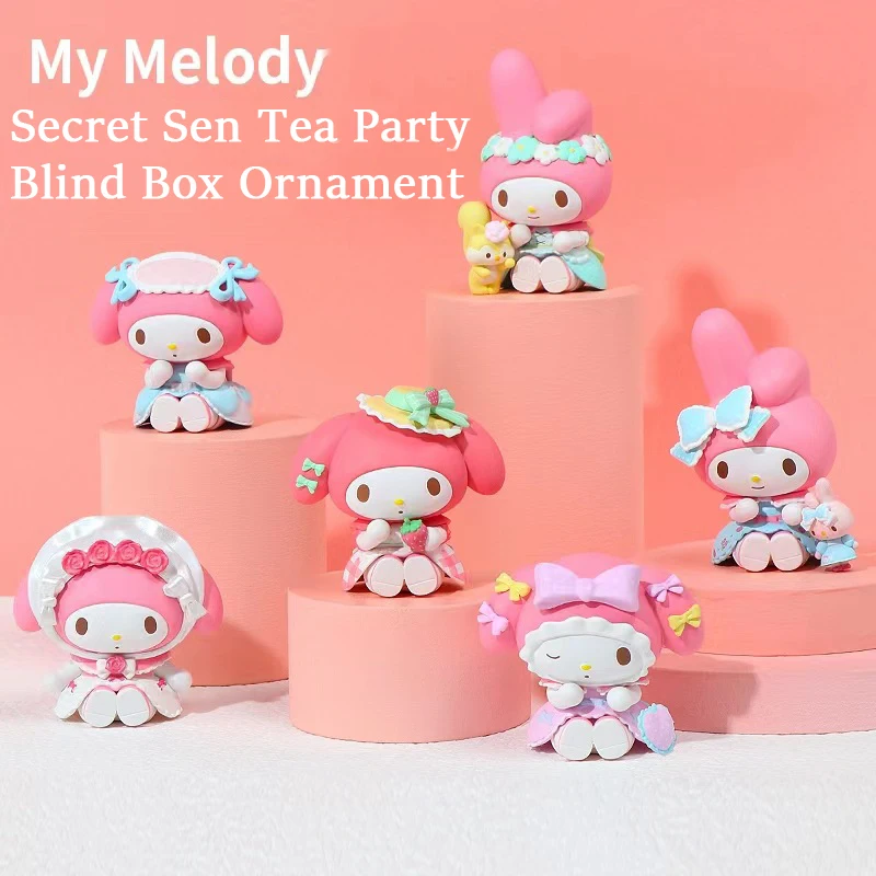 

Sanrio My Melody Tea Party Blind Box Tide Play Display Birthday Christmas Gift Cute Desktop Figure Decoration Collection
