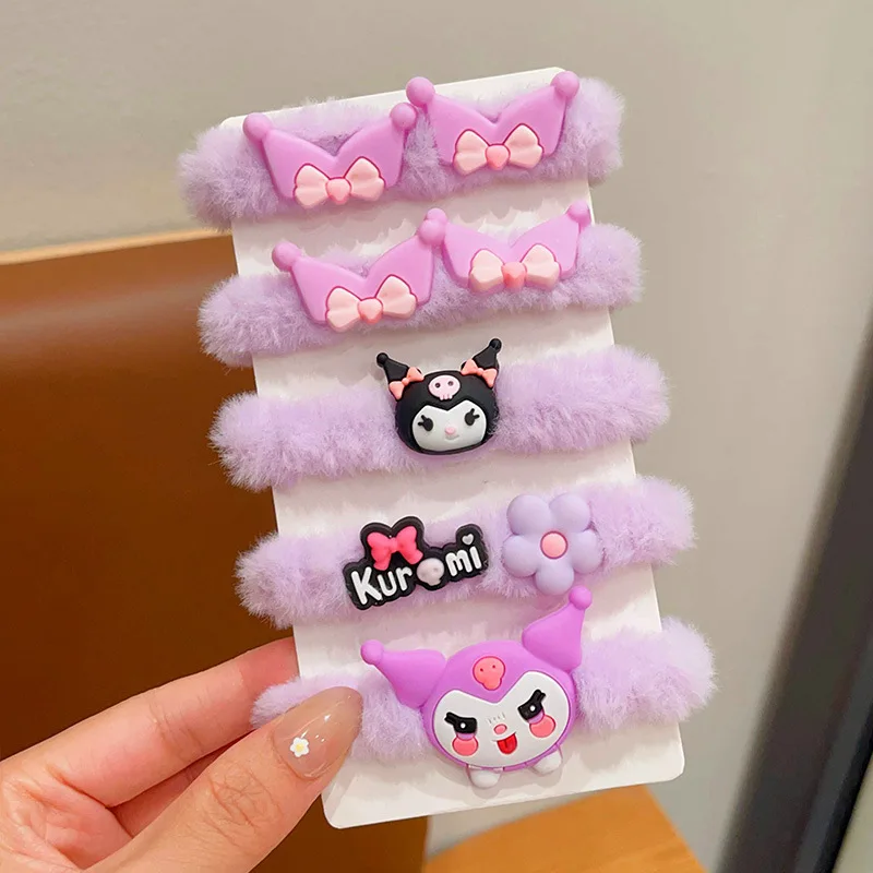 Sanrio Kuromi плюшевая веревка для волос милая резинка маленьких девочек эластичная