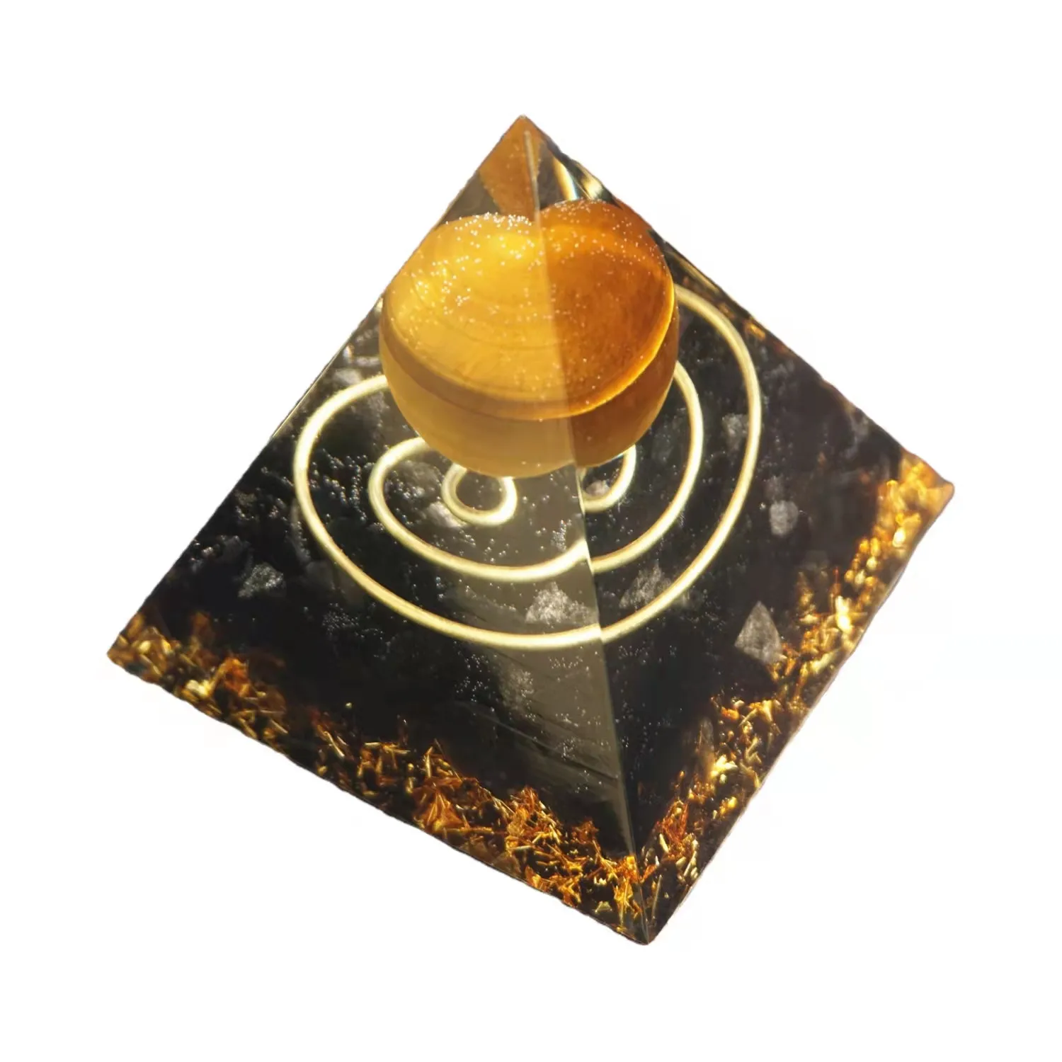 Handmade Tiger Eye Crystal Sphere Obsidian Orgone Pyramid 60mm Energy Healing EMF Protection Tool Orgonite Pyramide | Украшения и