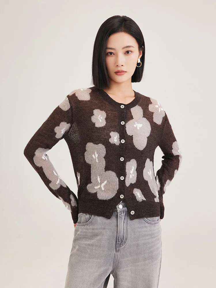 Demmov Высококачественный вязаный кардиган из мохера для женщин новинка зимы 2024