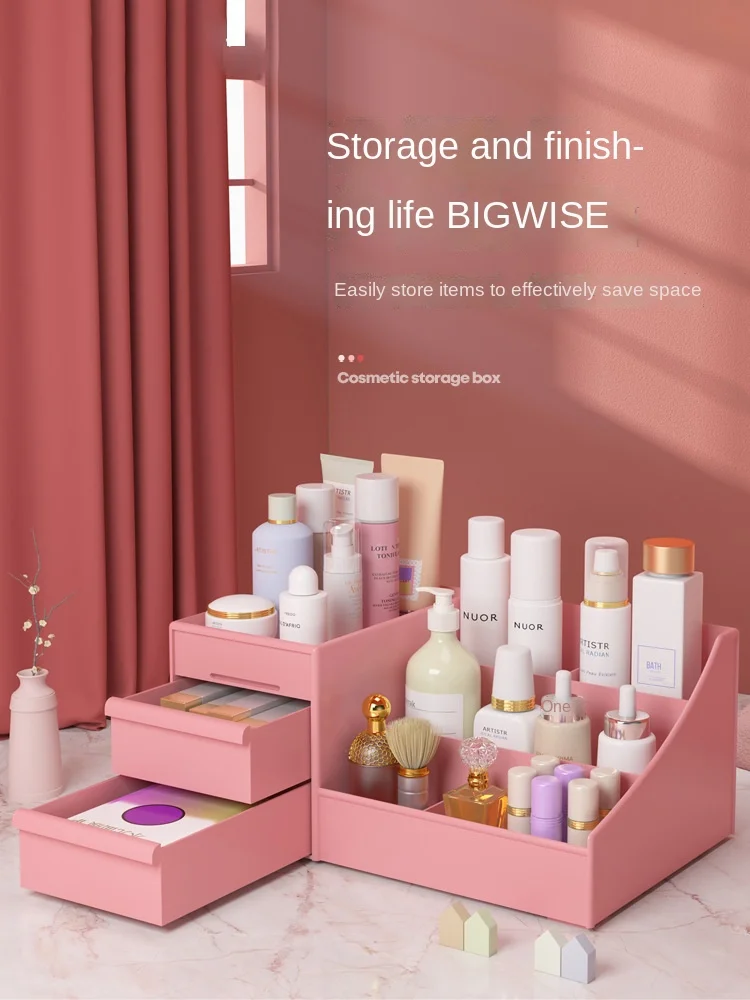 Cosmetics Storage Box Large Capacity Household Desk Finishing Dresser Lipstick Skin Care Products Rack | Дом и сад