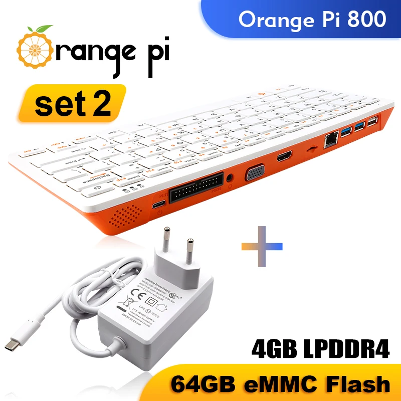 

Новая оранжевая клавиатура Pi 800 для ПК с блоком питания 5 в 4A Type-C RK3399 4 Гб ОЗУ 64 Гб EMMC портативная клавиатура для компьютера Wi-Fi BT5.0