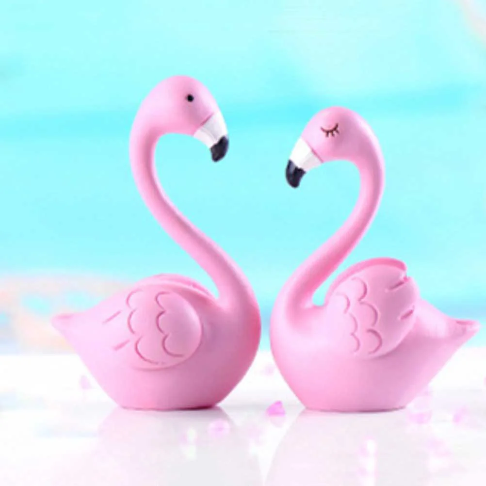 

2Pcs Car Decors Flamingo Patterns Creative Love Birds Cartoon Table Accessories Cake Decorations Home Decors Car Ornaments