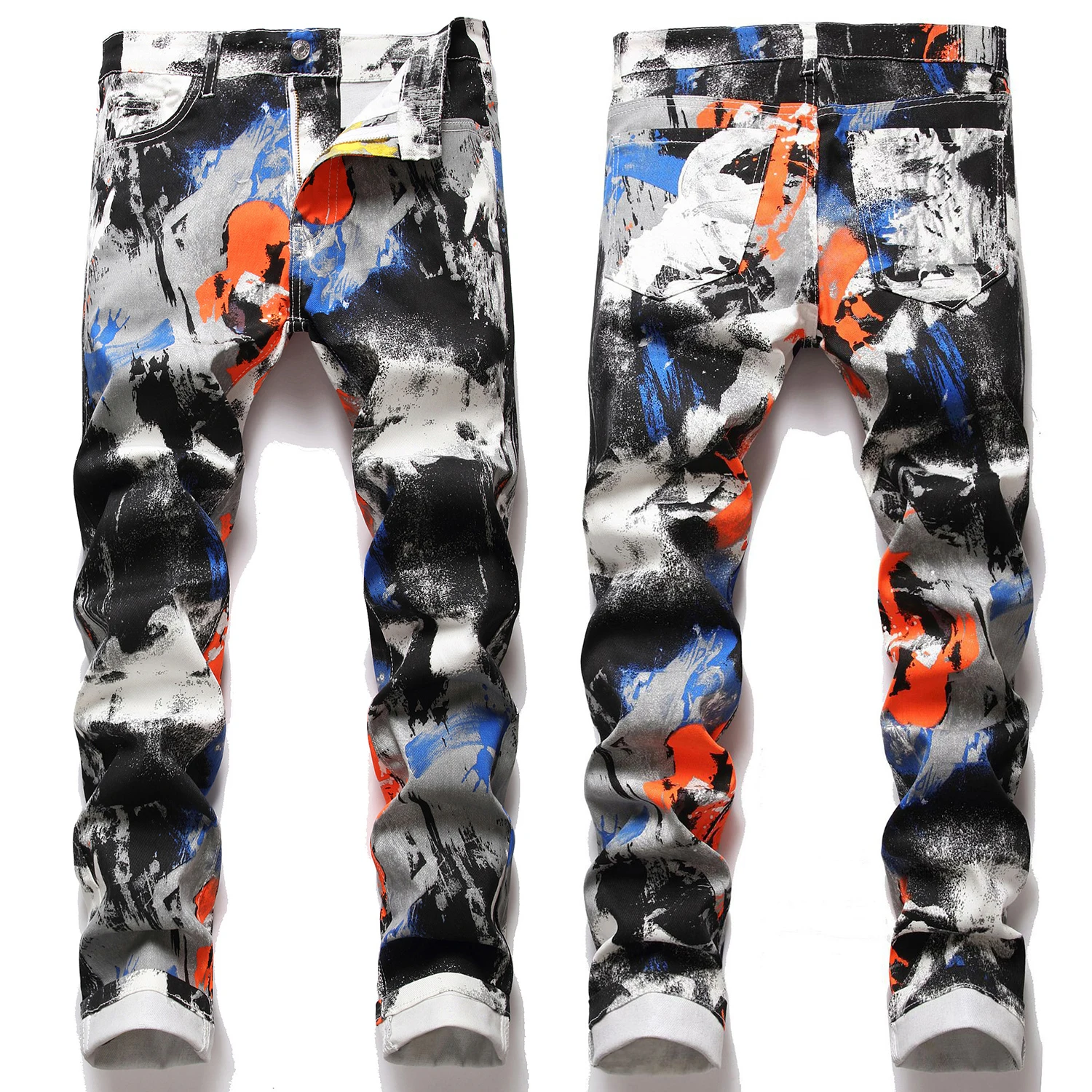 

Light Luxury Men’s Camouflage Jeans,Slim-fit Stretch Prints Denim Pants,Street Fashion Casual Jeans Pants;