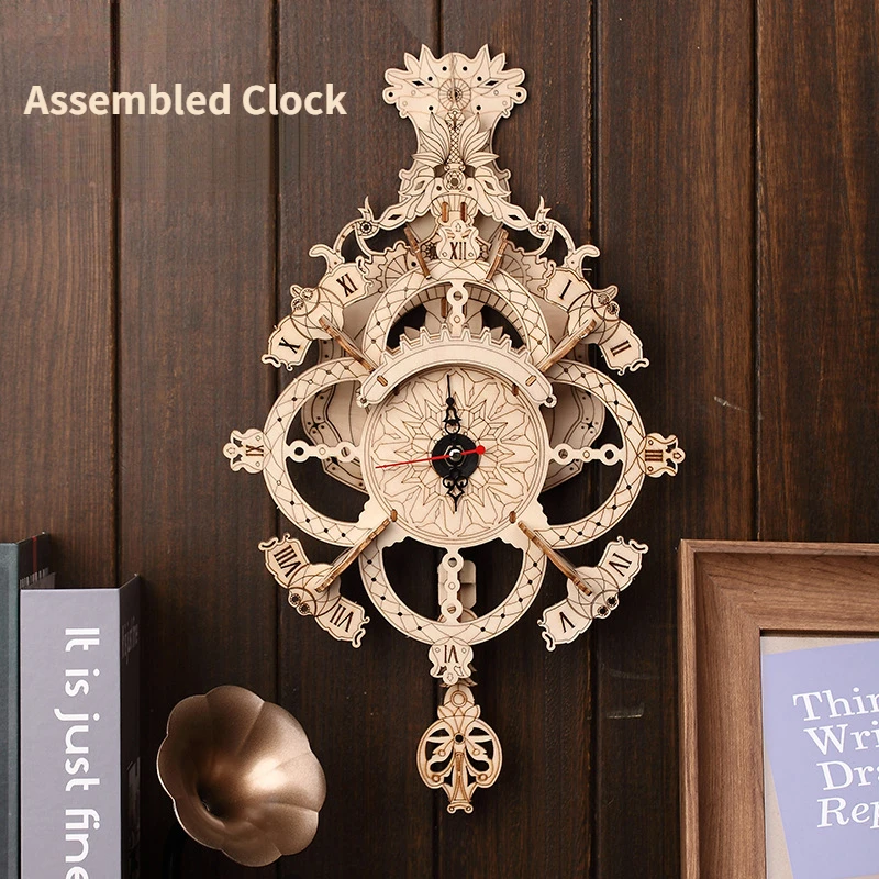 

3D Jigsaw Wooden Carved Clock Assembly Model 3D Jigsaw Clock Puzzle Creative Toy Gift Decoration Wood Toys Puzzles for Adults