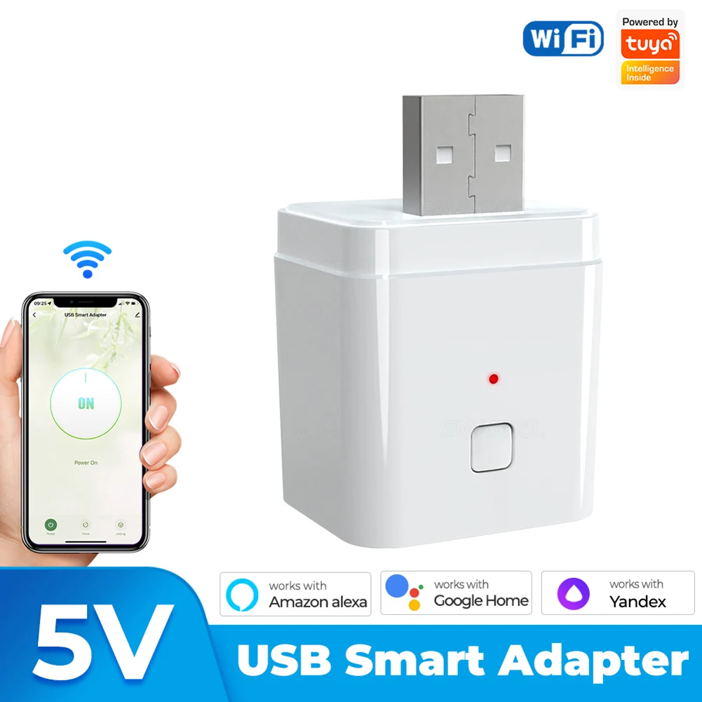 

Tuya DIY Smart Home Wireless USB Adaptor APP Remote Control Wifi Charge Adaptor Voice Control 5V 2A Timer and Countdown Function