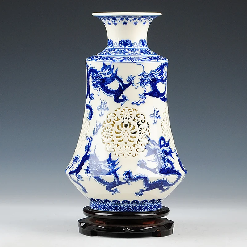 

Старинный дворец в китайском стиле Восстанавливающий древние путь Цзиндэчжэнь дракон керамическая ваза цветочное украшение сине-бело-фар...