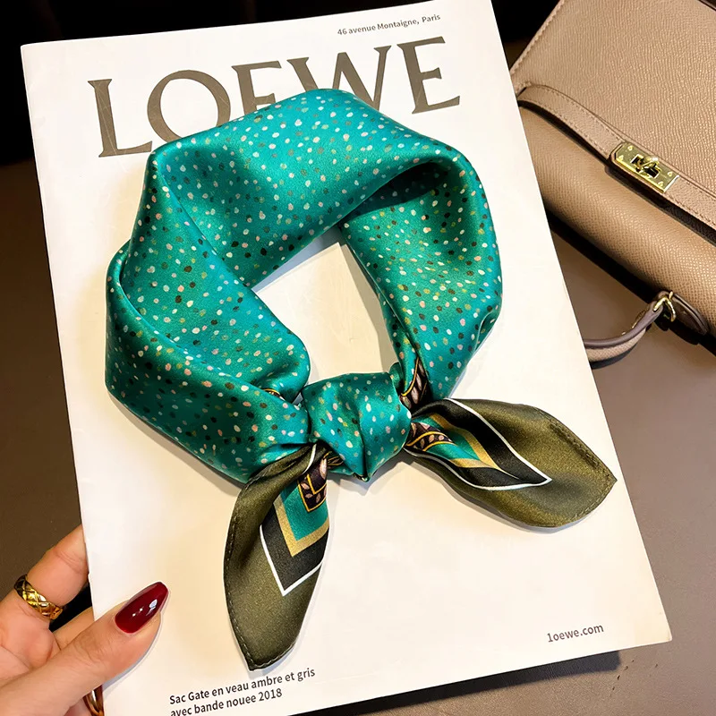 

100% Шелковый головной убор с принтом модные шарфы с надписью 2022 корейский стиль роскошный маленький шарф всесезонные Популярные солнцезащи...