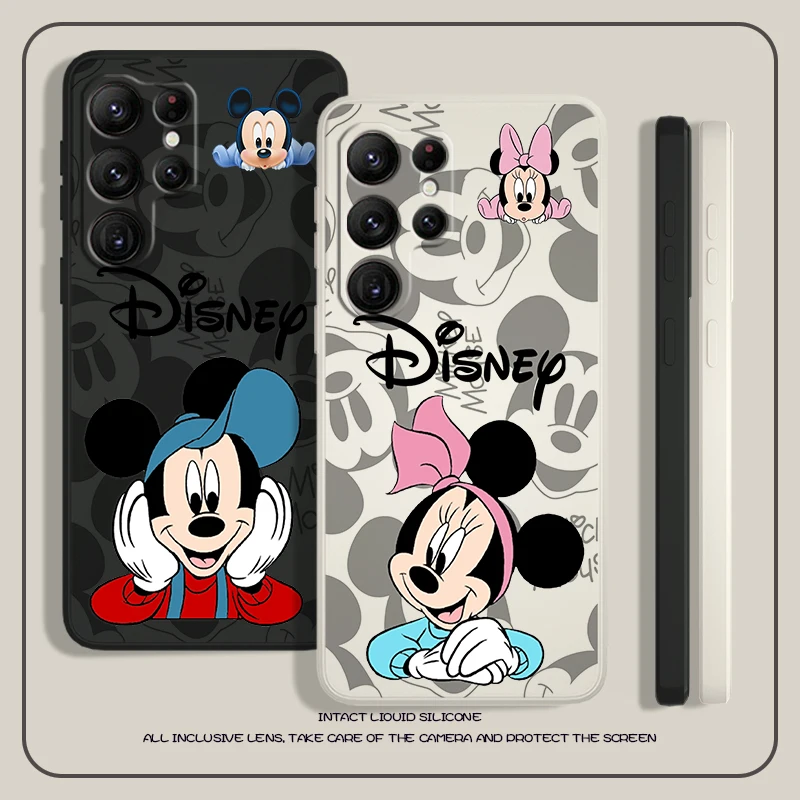 

Disney Minnie Mickey Mouse Boy For Samsung S23 S22 S21 Ultra S20 FE S10 S9 Plus Lite 5G Liquid Rope Phone Case Cover