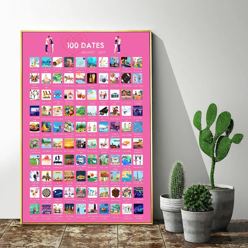 

Top 100 Dates Bucket List Wall Art Canvas Painting Nordic Posters And Prints Wall Pictures For Living Room Home Decoration