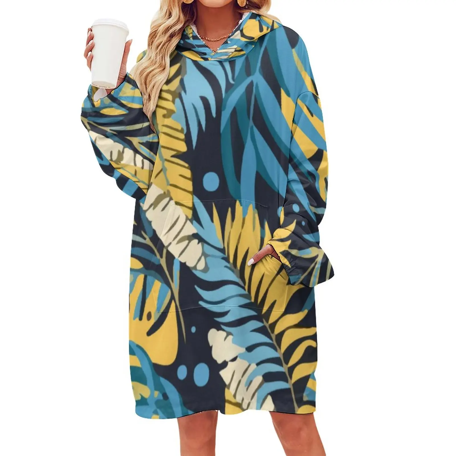 

Оригинальное Тропическое одеяло, фланелевые толстые одеяла с капюшоном, модное женское одеяло, рубашка с карманом