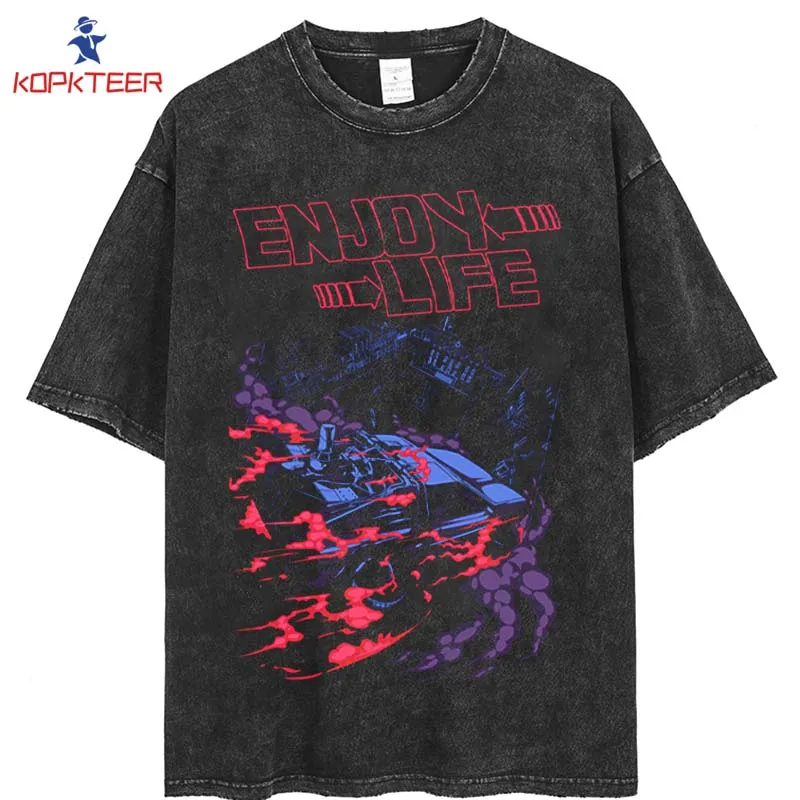 

Men T Shirt Cotton Tshirts Harajuku Enjoy Life Women's Clothing Y2k Tops Aesthetic Vintage Femme T-shirts Oversized T Shirt