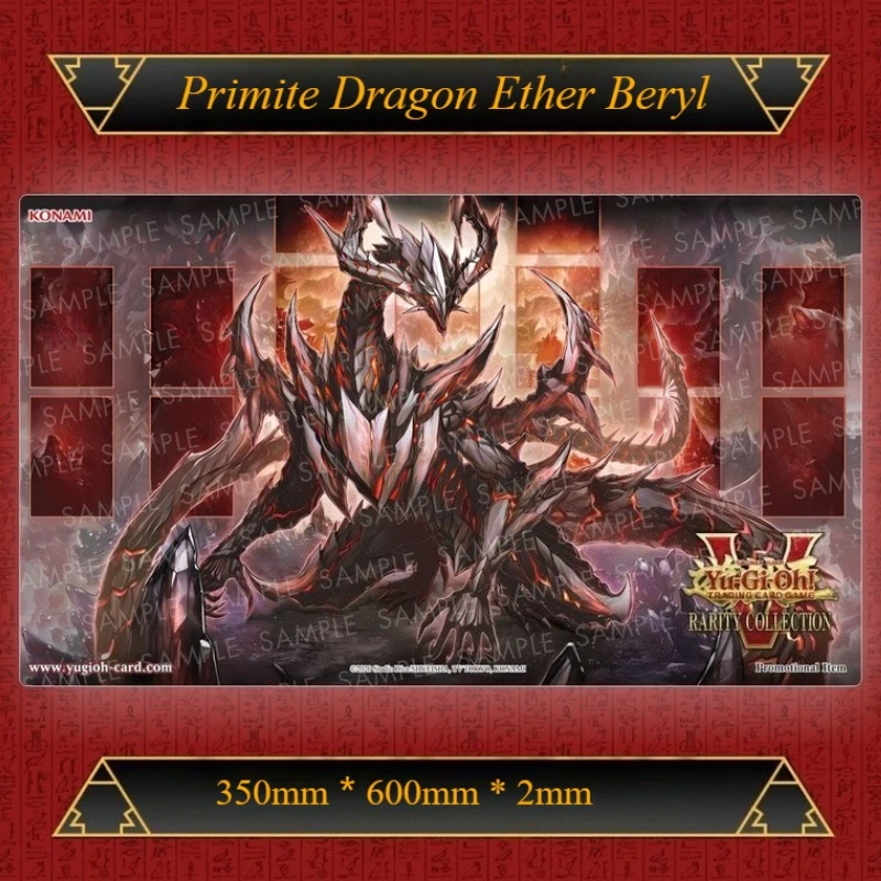 Фото Оригинальный игровой коврик Yu-Gi-Oh! 2MM DIY с изображением Примитивного Дракона Этерического Берила Коврик для карточных игр TCG/OCG, резиновый коврик для мыши №1