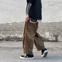 brown black casual pants men fashion oversized wide leg pants mens japanese streetwear loose hip hop straight pants men trousers