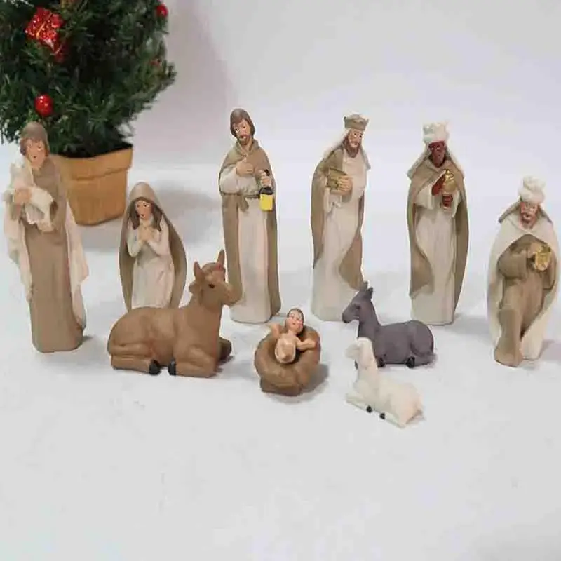 

2023 Birth Christmas Crib Nativity Scene Figures Catholic Christian Decor Home Decoration Orthodox Manger Church Utensils Jesus