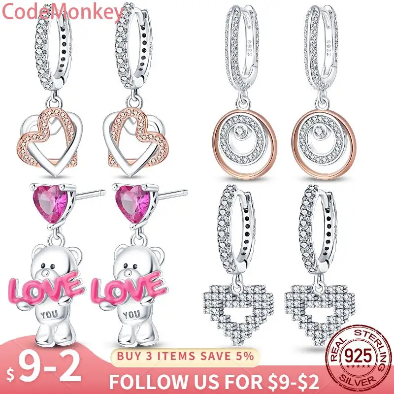 Original 925 Sterling Silver 18k Rose  Earrings Luxury Earrings For Women 2023 Trending Fashion Jewelry Birthday Gift