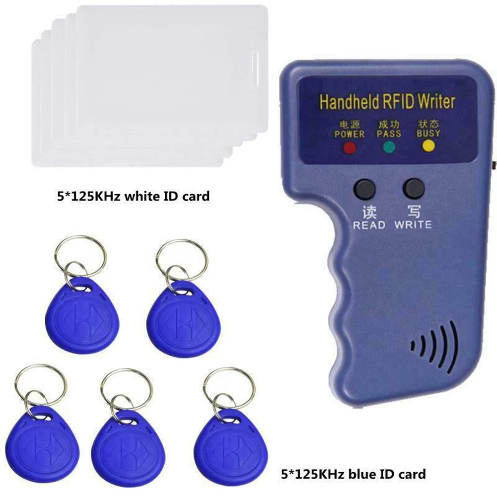 

125 кГц Ручной RFID-дубликатор для ID-карт, считыватель ключей, записывающее устройство, дубликатор + бирки/карты, Совместимость с T5577 CET5200, EM4305 и ...