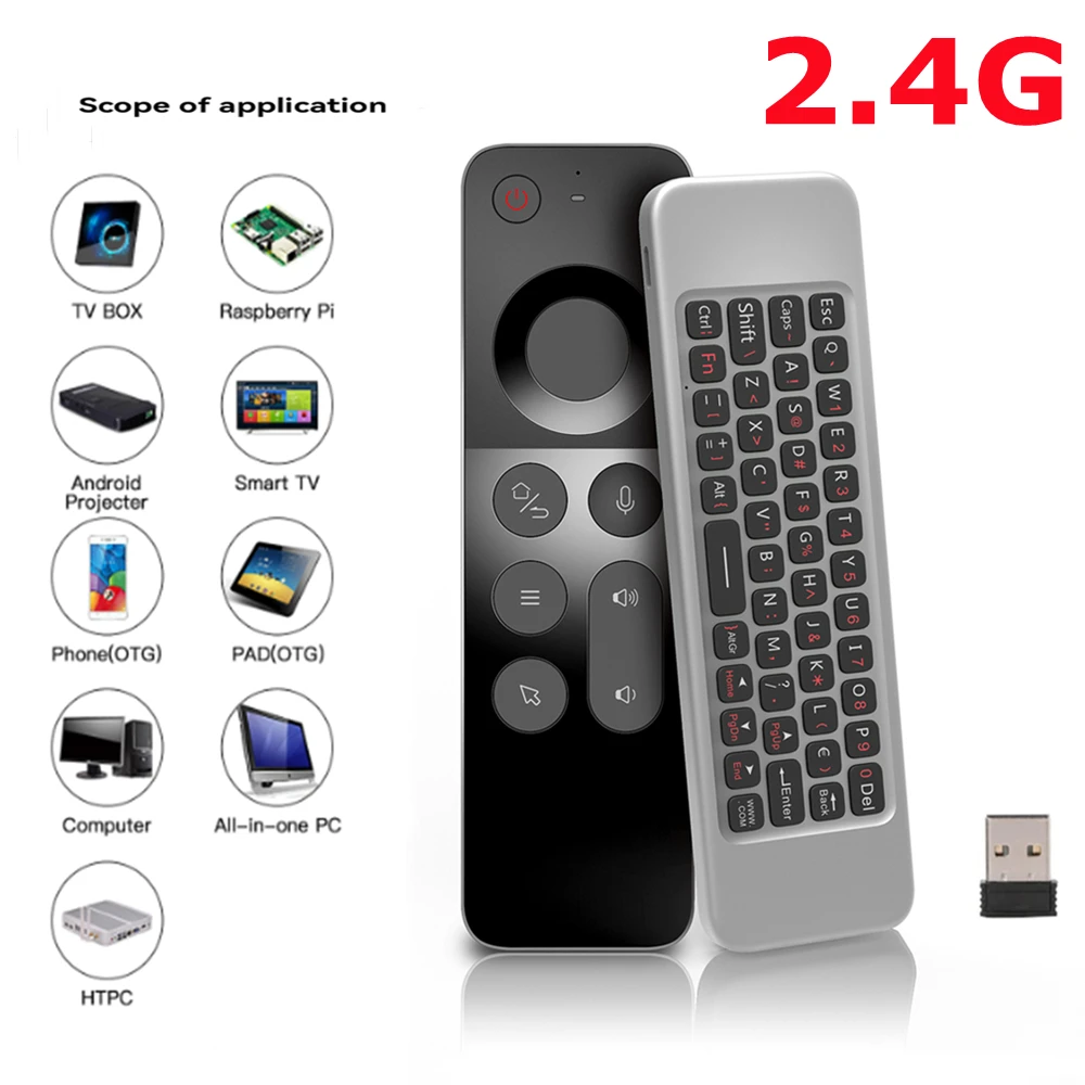 

W3 Wireless Air Mouse Gyroscope Ultra-thin 2.4G IR Learning Smart Voice Remote Control Mini Keyboard For Android TV BOX PC
