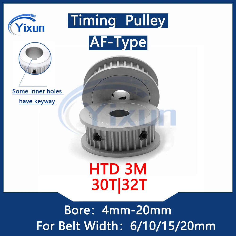HTD 3M Timing Pulley 30T 32 Teeth Bore 4mm-20mm For Belt Width 6/10/15/20mm 3M Synchronous Wheel HTD3M Pulley With Keyway Gear