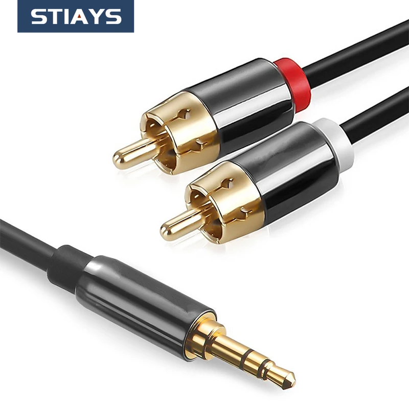 

STIAYS RCA Cable AUX HiFi Stereo 2RCA to DC 3.5mm AUX Audio Cable RCA Jack 3.5mm for Amplifiers Audio Home Theater RCA Cable