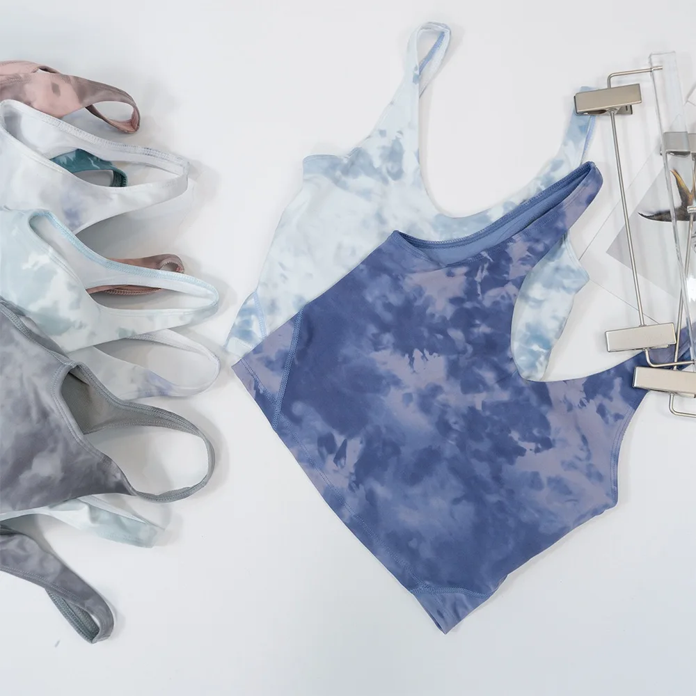 Lulu-Tie Dyed Vest Align Sports Quick Drying U-shaped Bra Fitness Yoga Beauty Back With Chest Pad inside