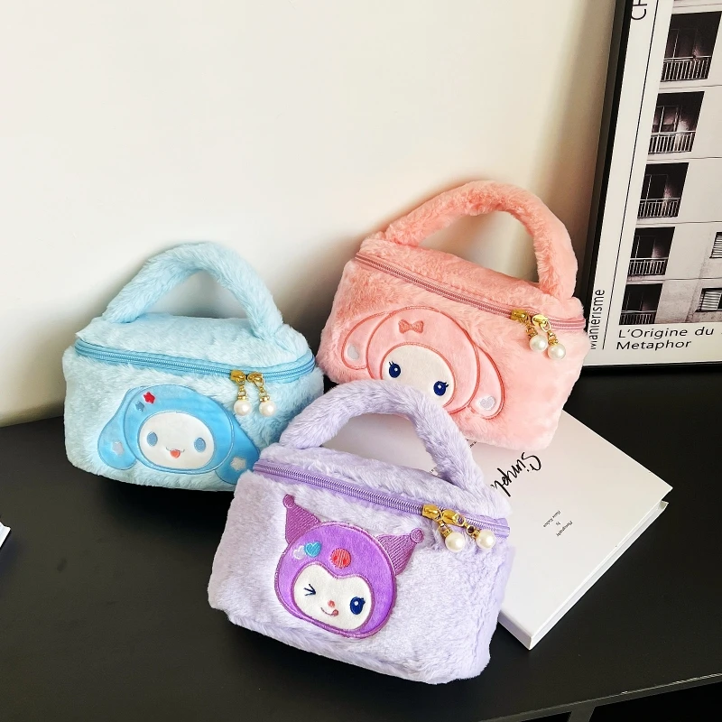 

Sanrio плюшевая сумка Kuromi сумка My Melody Cinnamoroll сумка для хранения на плечо Hello Kitty косметичка женский рюкзак плюшевый подарок для девочки