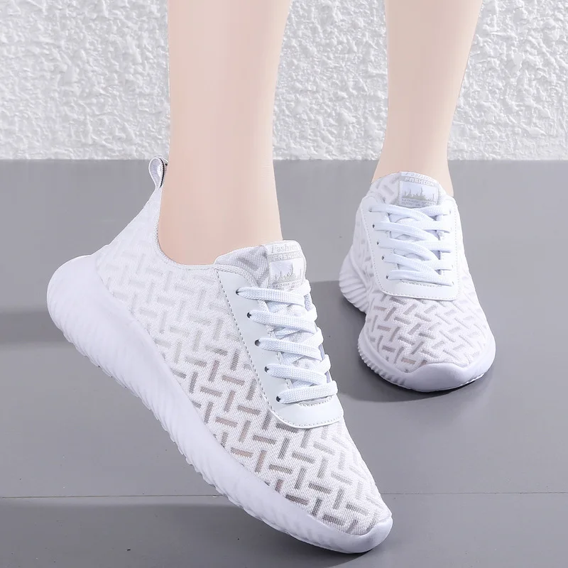 Loekeah Running Shoes For Women Lace-Up Fashion Casual Shoes Lightweight Mesh Breathable Sneaker Outdoor Jogging Footwear Tennis