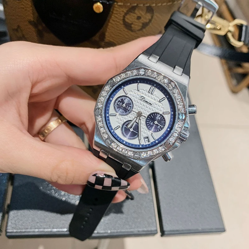 Women Watches New Stylish Rhinestone Watch for Women Top Luxury Rose Gold Ladies Sport Silicone Chronograph Quartz Wrist Watch enlarge