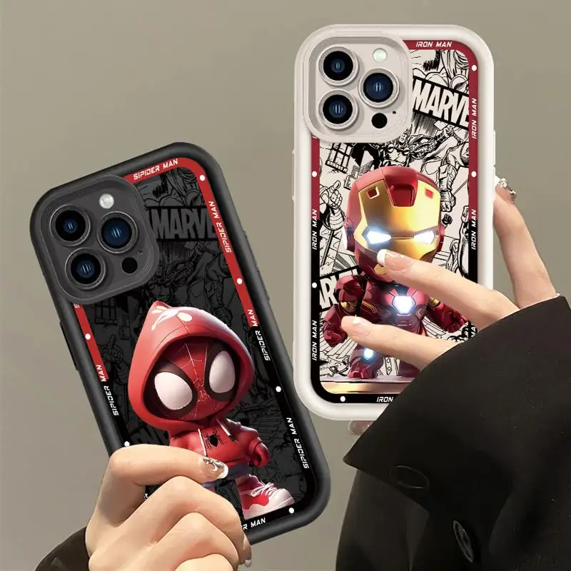Чехол Marvel Sipiderman Ironman для Apple iPhone 15 11 13 14 Pro Max 12 силиконовый чехол Plus мягкий телефона