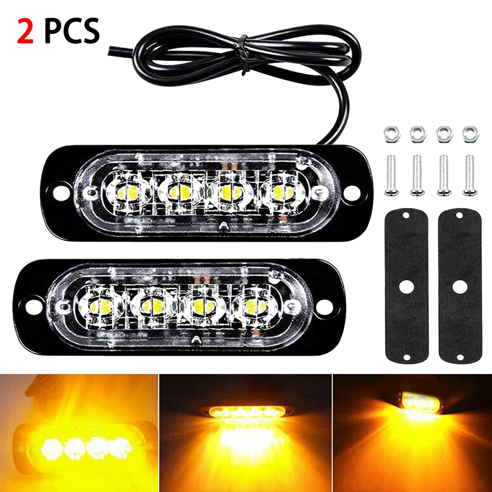 

1/2pc 12V Amber Work Light LED Bar Car Truck Emergency Lights Super Bright Lamps High Quality With Protection Pad Anti-collision