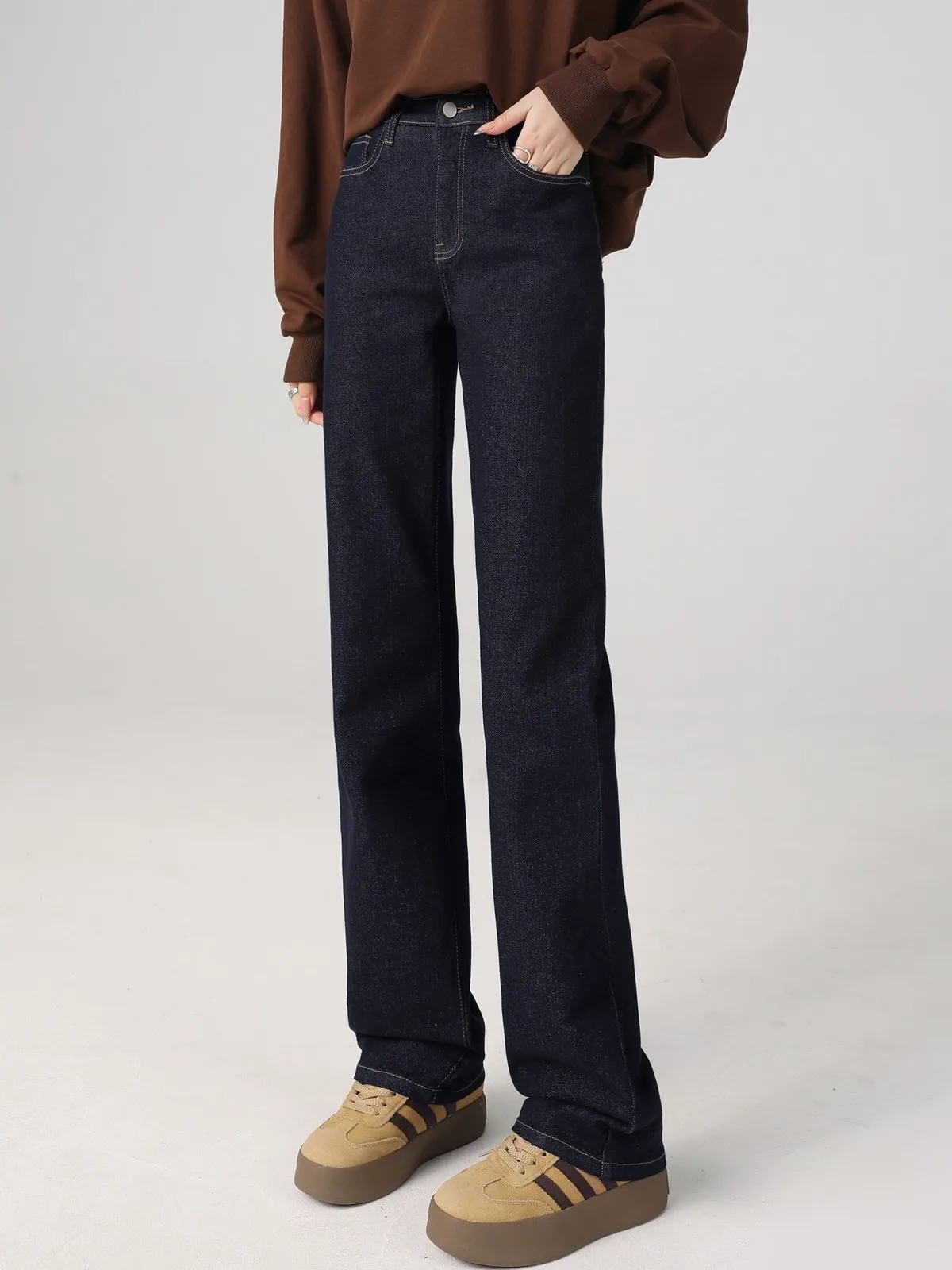 ZHISILAO толстые теплые джинсы женские винтажные хлопковые эластичные меховые