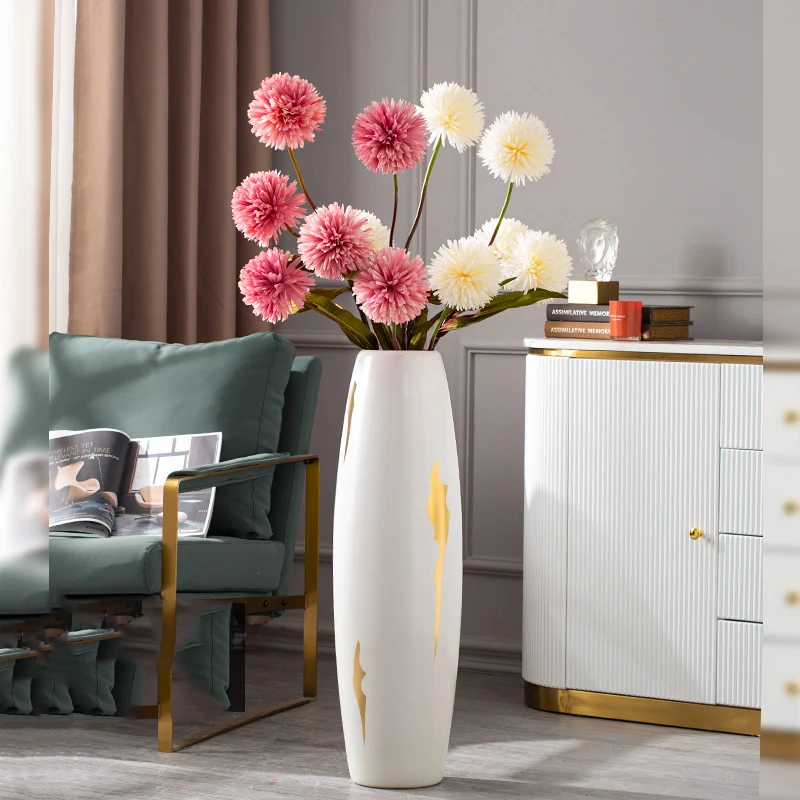 

Kitchen Hydroponics Plant Vase Nordic Garden Bedroom Cylinder Dried Flowers Pots High Floor Minimalist Floreros Ornament OA50HP