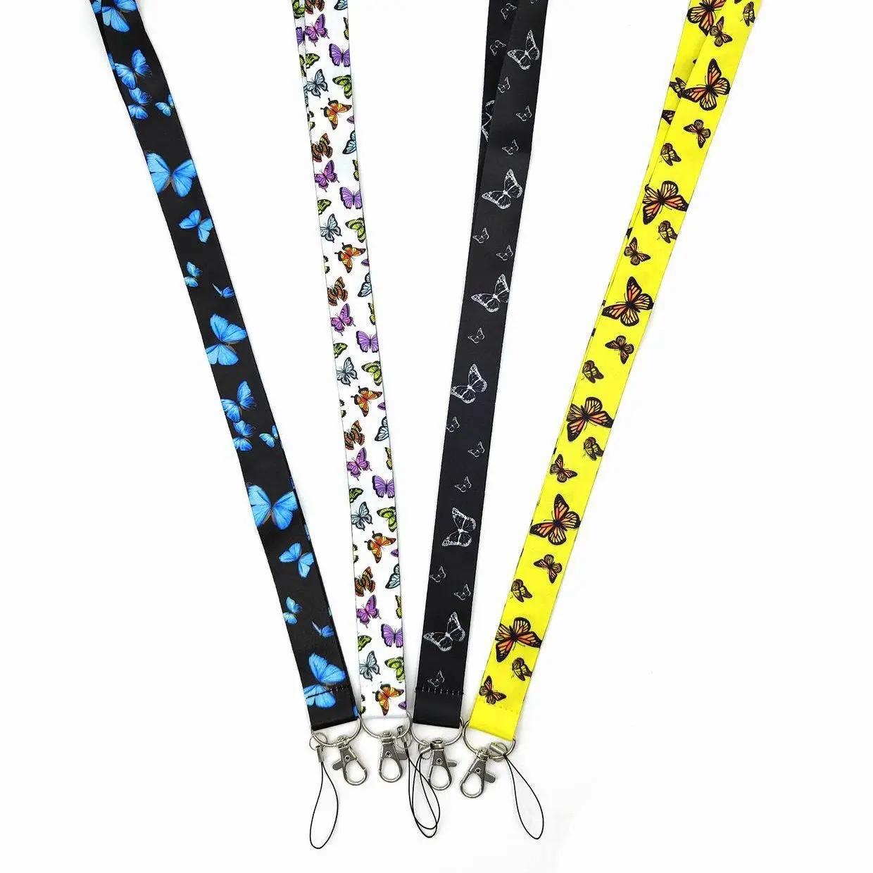 

Wholesale Cartoon BUTTERFLY Key Lanyard ID Badge Holders Animal Phone Neck Straps with Keyring Phone Accessories D117