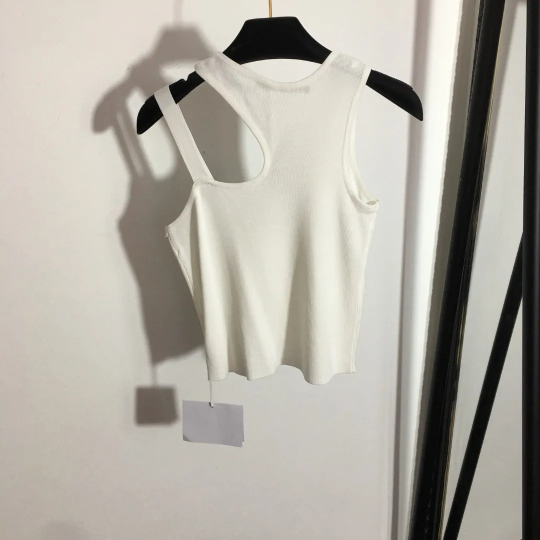 

Женский Асимметричный пикантный жилет на бретельках, летний короткий топ с открытой спиной и открытыми плечами и надписью со стразами, 2023