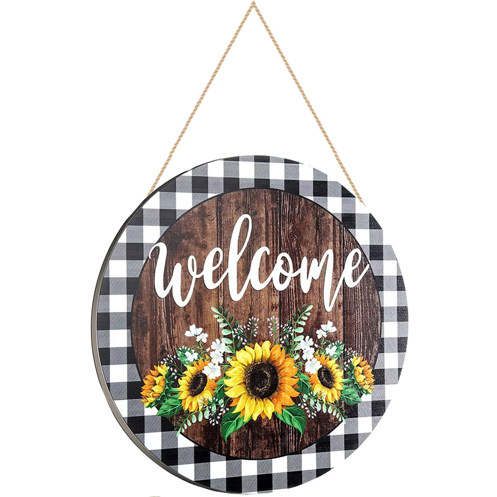 

Welcome Sign Door Sunflower Front Hanging Porch Decor Farmhouse Wreaths Wreath Wood Thanksgiving Wall Wooden Hanger Fall Board