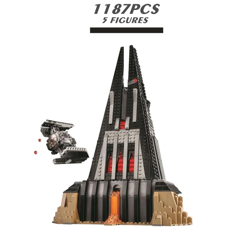 

Fit 75251 1187PCS 5 Dolls Darth Vader`s Castle House Stars Space Wars Figures TIE Fighter Building Block Bricks Toy Gift