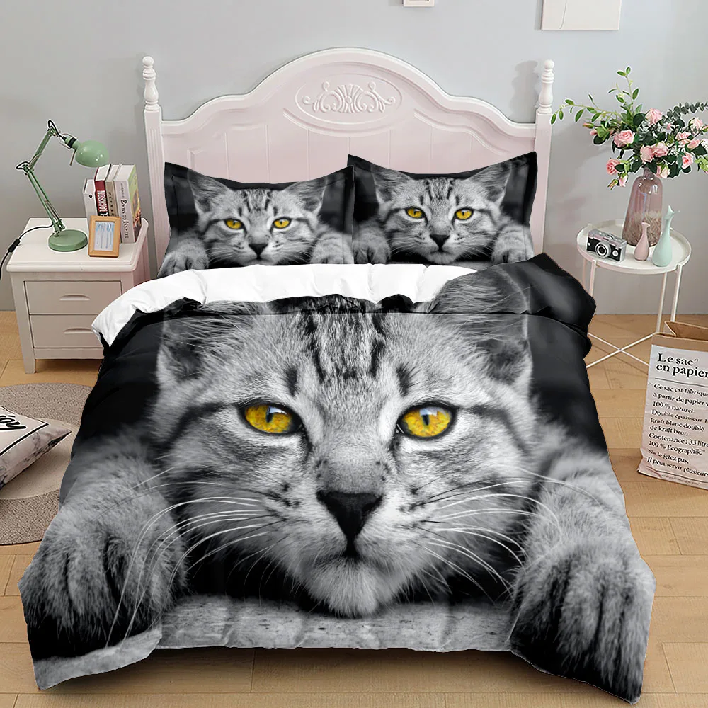 

Комплект пододеяльников с 3D рисунком щенков и кошек, европейские, одинарные, двойные, королевские, американские, двойные, полноразмерные по...