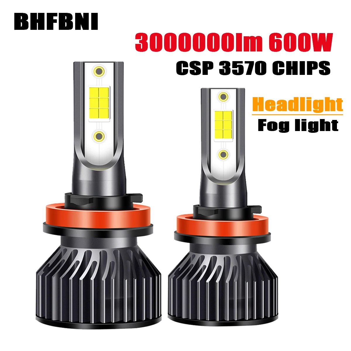 

BHFBNI 6000K HB3 HB4 9005 9006 H1 H7 H4 H11 9012 Светодиодная лампа CSP 3570 для автомобильных фар головного света 600 Вт лм 12 В противотуманные фары