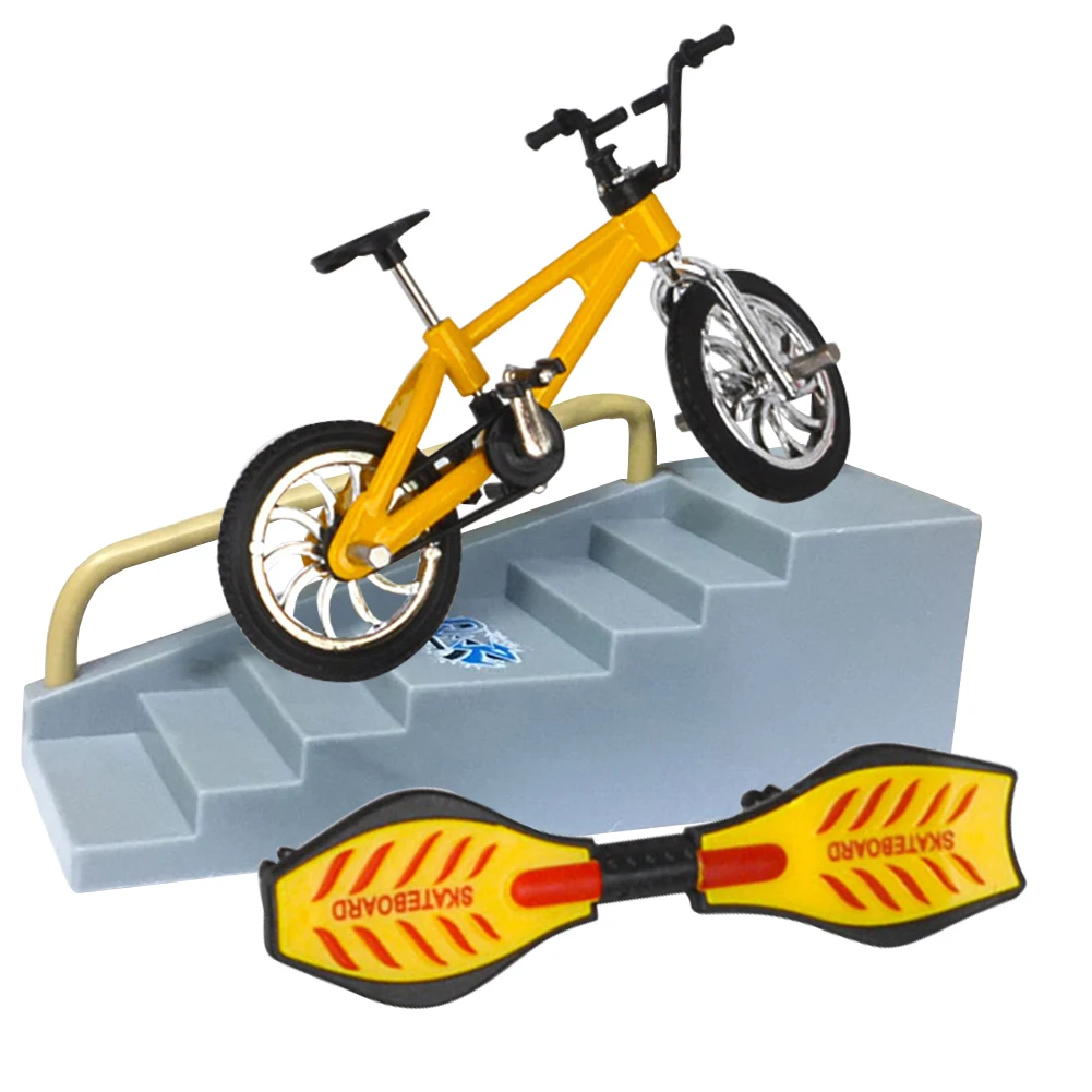

For Kids Party Favors Gift Educational Toy Desktop Mini Finger Skateboard Set Fingertip Movement Alloy Bike Scooter Removable