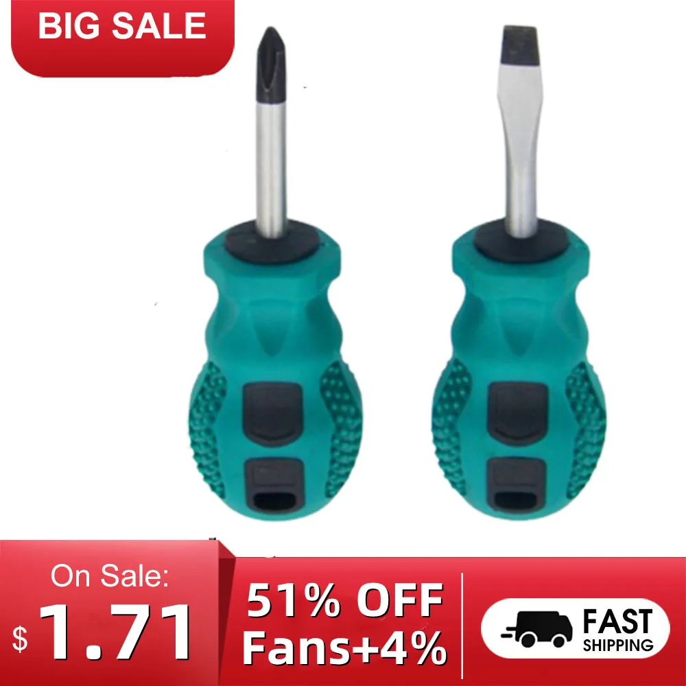 

1/2PCS Magnetic Screwdriver Rubber Handle 2 Shapes Phillips Slotted Precision Screwdriver Repair Tools Kit Household Hand Tool