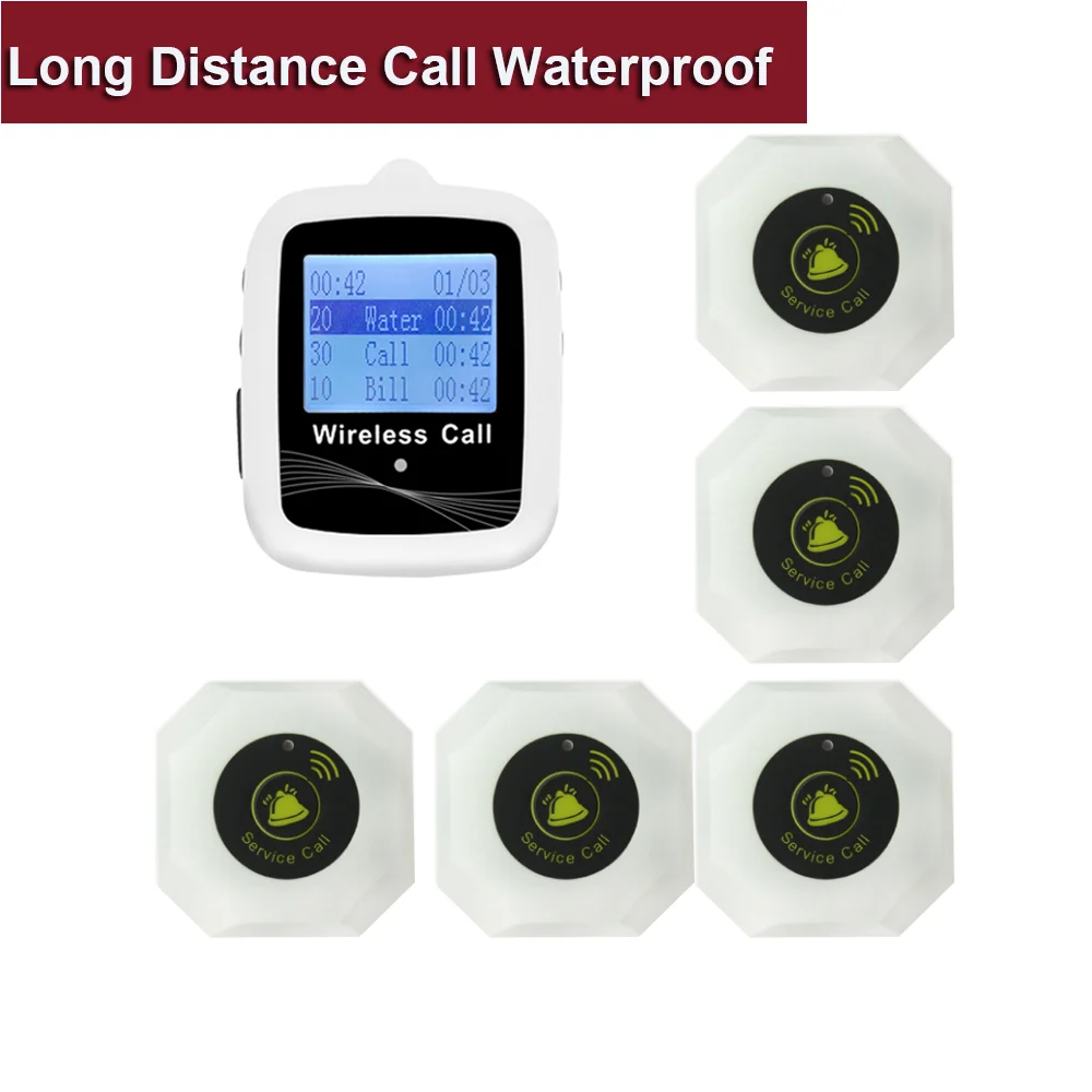

Long Distance Wireless Paging System Watch Receiver Waiter Call Buttons Transmitter For Restaurant Clinic Cafe Dentist