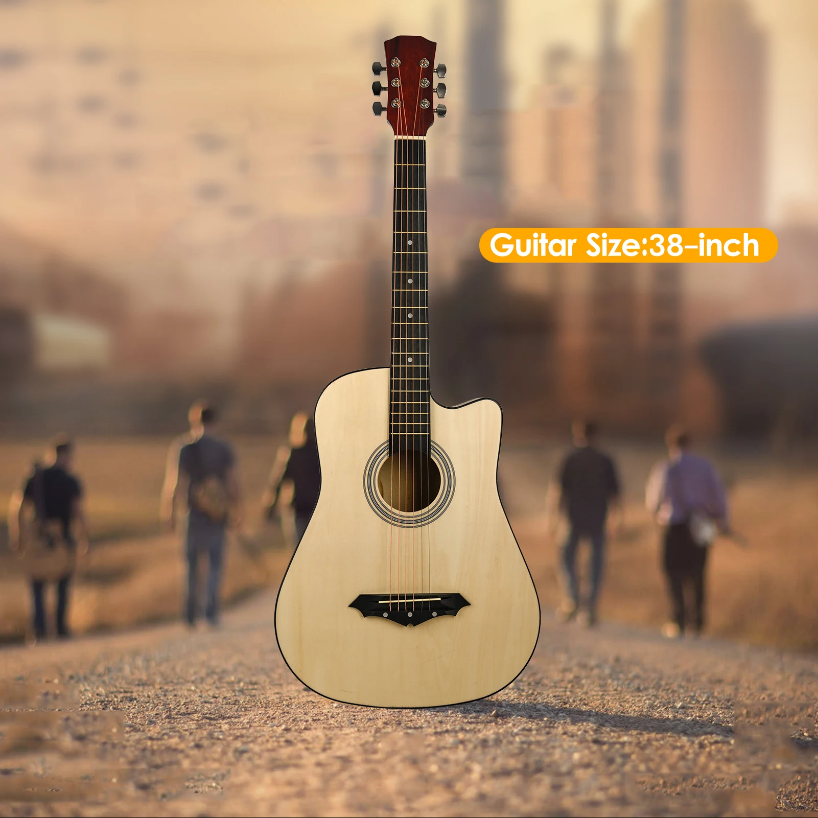 

_ 38-дюймовая фольклорная гитара ручной работы из липы с целлулоидным выбором, держатель для гитары, сумка для подростков и взрослых, новичков